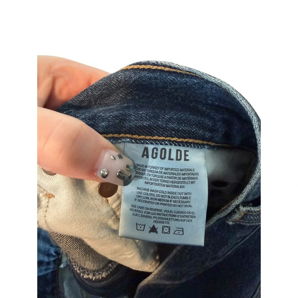 Agolde Valeria High Rise Wide Leg Jeans Medium Indigo Blue Size‎ 30 Baggy Loose